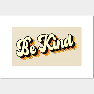 Retro Groovy 70s 3D Calligraphy Be Kind Posters and Art